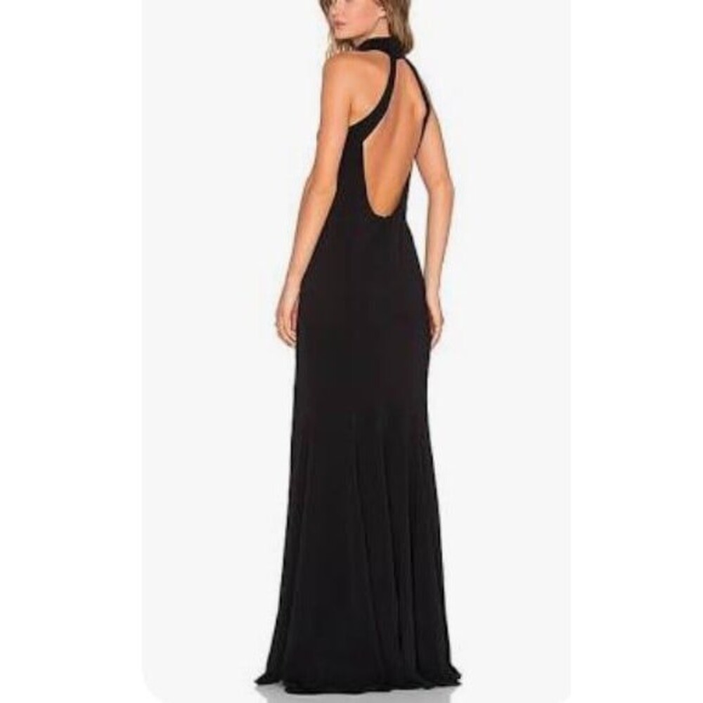 Jay Godfrey Sz 10 Black Dress High neck Open back Lined Front side slit New